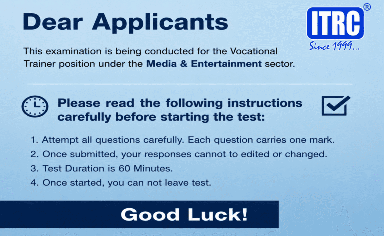ITRC VT Test Examination (Media & Entertainment 2026-27)